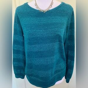 Forever Twenty-One (XXI) Shimmery Two-Toned Striped Blue Sweater - Women’s